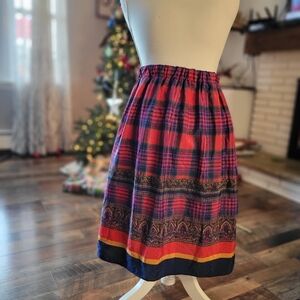 Leslie Fay Christmas‎ plaid Midi Skirt Plus 16